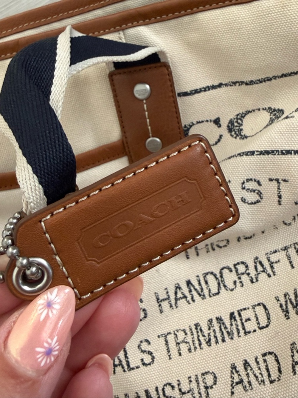 Coach Canvas Messenger Bag in Cream, Navy & Brown - Picture 4 of 4